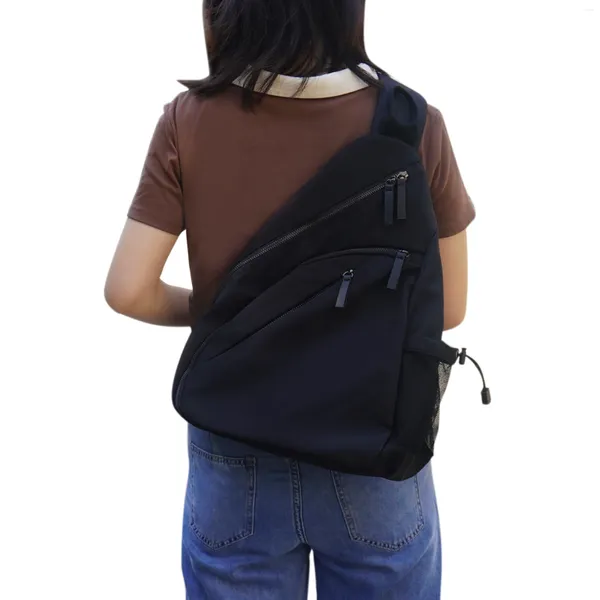 Bolsas de cintura Sling negro Crossbody Mochila Bolsa de hombro Ligero para caminar Caminar Ciclismo Viajes Ciclismo