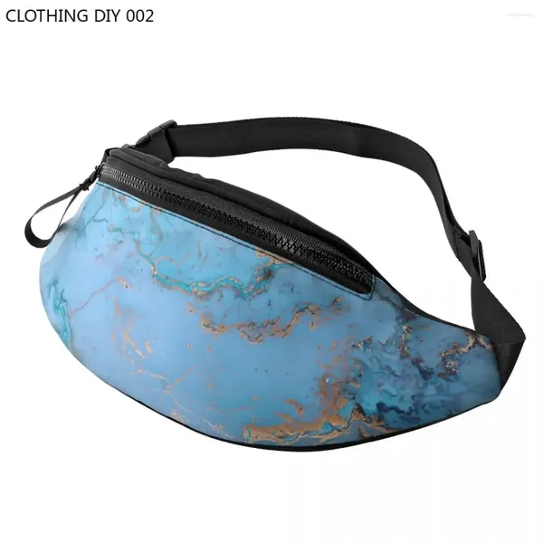 Bolsas de cintura Mármol azul Fanny Pack Hombres Mujeres Cool Crossbody Bolsa para correr Teléfono Bolsa de dinero