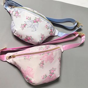 Sacs de taille Bow Pack Fanny Nylon Mode Zipper Poitrine Sac Réglable Multifonction Étanche Sports de Plein Air Fête Cadeau