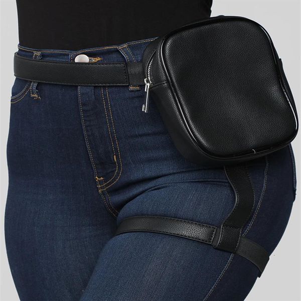 Bolsas de cintura BQ Fashion INS Moda con estilo Mujeres Cinturón de pierna Cuero Cool Girl Bag Fanny Pack para senderismo al aire libre Motocicleta 230131296V