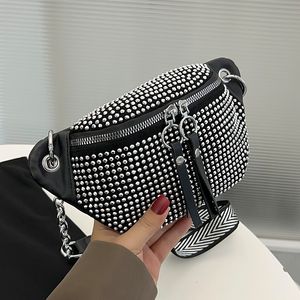 Taillezakken merk Fanny Pack Diamond Studded damesgordel veelzijdige borst luxe ontwerper Crossbody mode -portemonnee 230220