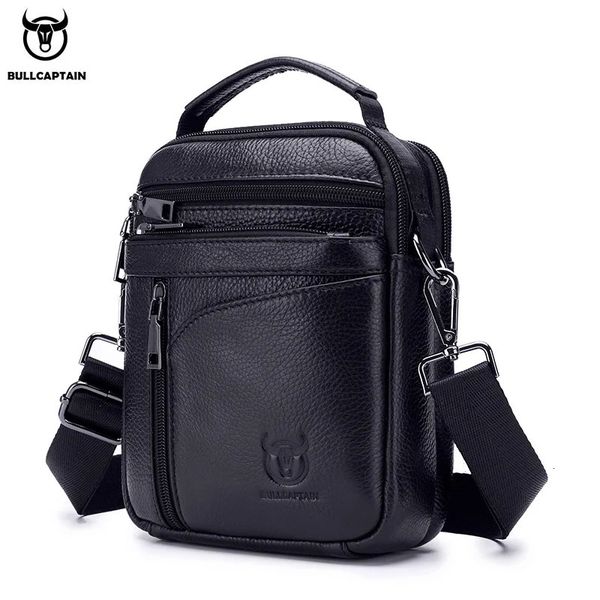 Sacs de taille Bullcaptain hommes sac en cuir véritable homme marque bandoulière épaule petite entreprise mâle messager 231013