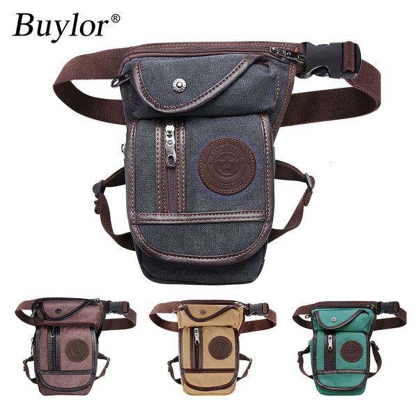 Sacs de taille Buylor Drop Leg Bag Vintage Cuisse Pack Fanny Military Motor Cycle Messenger CanvasNylon Cycle Sac à bandoulière Riding Waist Pack 230711