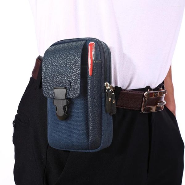 Bolsas de cintura lienzo Belt Biress Business Sports informal Male Male Mobile Pouch