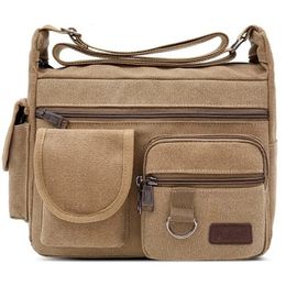 Taille Taschen Canvas Messenger Bag für Männer Vintage wasserabweisende gewachste Umhängetasche Aktentasche gepolsterte Schulter männliche Handtasche 231027