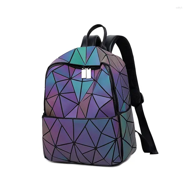 Bolsas de cintura mochila mochila para mujeres geométricas diamantes láser láser coreano versátil bolsa de viaje de moda estudiante personalizado