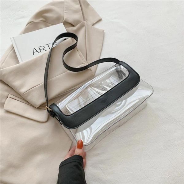 Sacs de taille Sac à bandoulière transparent Sac à main 2 en 1 Sac à main en gelée transparent pour femmes Fourre-tout