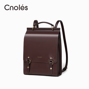 Taillezakken Cnole Split Leather Backpacks Purse Schouder Shoulder Vrouw Vintage Travel Backpack Casual School College Book Bag voor Girls 230223