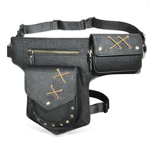 Sacs de taille Crazy Horse en cuir Design Vintage petite ceinture sac de messager Fanny Pack pour hommes mâle goutte jambe pochette 211-8