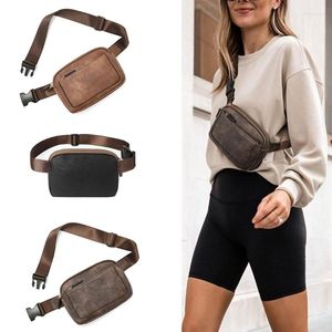 Sacs de taille Sac à bandoulière Pack Poitrine pour fille Femmes PU Fanny Grande capacité Sports Polyvalent Voyage