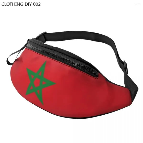 Sacs de taille personnalisés le drapeau du maroc Fanny Pack pour hommes femmes mode sac à bandoulière cyclisme Camping téléphone pochette d'argent