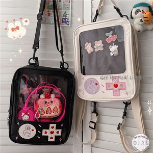 Waist Bags Cute Clear Kawaii Ita Backpack Pin Dispaly Transparent Rucksack Women Shoulder Bunny Girls Japanese Lolita H225 230220