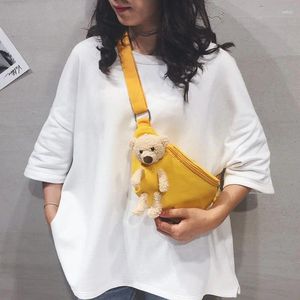 Sacs de taille mignon sac à taille pour femme fille douce ours sac décontracté toile banane enfants réglables coffre à l'épaule fraîche