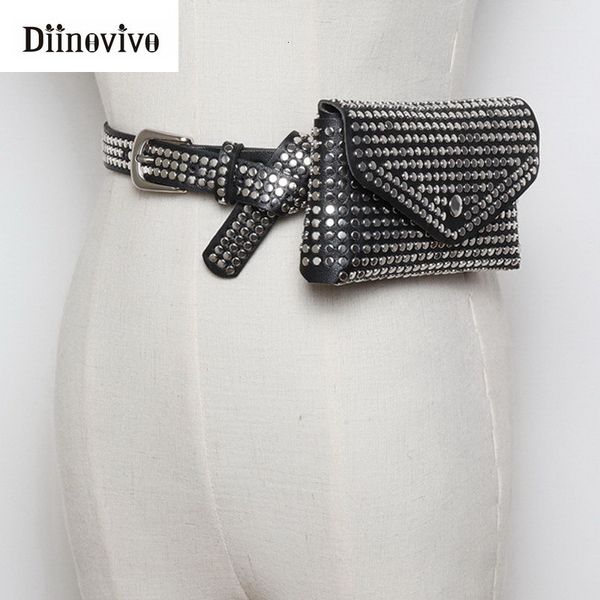 Sacs de taille DIINOVIVO Fashion Rivets Pack Luxury Designer Fanny Small Women Phone Pouch Punk Belt Purse WHDV0632 221208