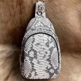 Sacs de taille exotiques véritable peau de serpent pour hommes, petit sac de poitrine authentique en cuir véritable Python, messager masculin croisé épaule 220T