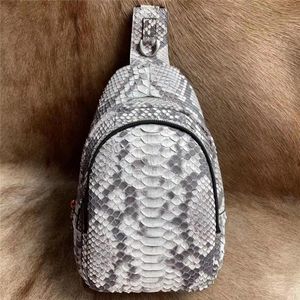 Taille tassen exotische echte slangenhuid heren kleine borst tas authentieke echte python lederen mannelijke messenger man kruis schouder