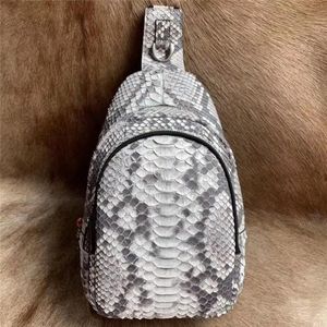 Sacs de taille exotiques véritable peau de serpent pour hommes, petit sac de poitrine authentique en cuir véritable Python, messager masculin croisé épaule 304P