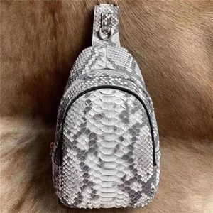 Sacs de taille exotique véritable peau de serpent petit sac de poitrine pour hommes authentique véritable cuir Python mâle messager homme croix épaule 343O307B