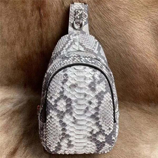 Sacs de taille exotiques véritable peau de serpent petit sac de poitrine pour hommes authentique véritable cuir Python mâle messager homme croix épaule 226r