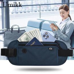 Sacs de taille Fanny Pack pochette étanche sac de téléphone portable multifonctionnel à deux couches fermeture éclair billet passeport stockage portefeuille de sécurité