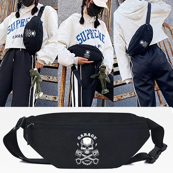 Bolsas de cintura Bolsa de moda Crossbody Hombres Deporte Pecho Casual Hombro Cruz Cráneo Impresión Mujeres Fanny Pack Bolsos de viaje diarios