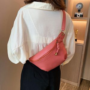 Taille sacs mode luxe en cuir sac femmes 2023 décontracté couleur unie Fanny Pack femme bandoulière épaule chaîne sangle poitrine