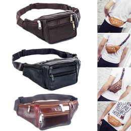 Bolsas de cintura Moda Hombres Paquetes de cuero genuino Organizador Paquete de viaje Necesidad Cinturón Teléfono móvil Bag242L