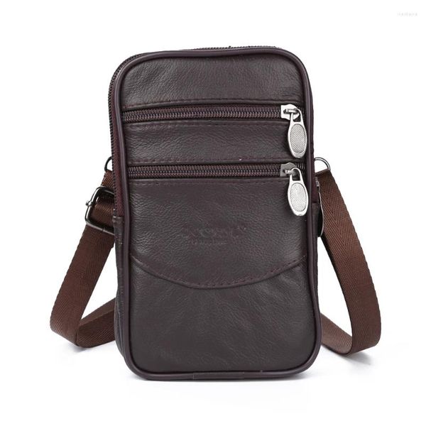 Bolsas de cintura Moda Mini Cartera Vintage Pequeño Monedero Hombres Color Puro Bolsa de Cuero Fanny Packs