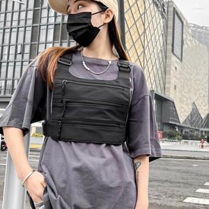 Taillezakken mode nylon tactische borst rig functioneel hiphop vest streetwear unisex pack dames zwarte tas