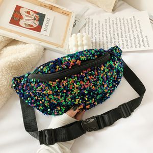 Bolsas de cintura Lentejuelas de moda Mujeres Fanny Packs Femme Gran capacidad Hombro Casual Monedero Monedero Pecho Cruzado para bolsa 230220