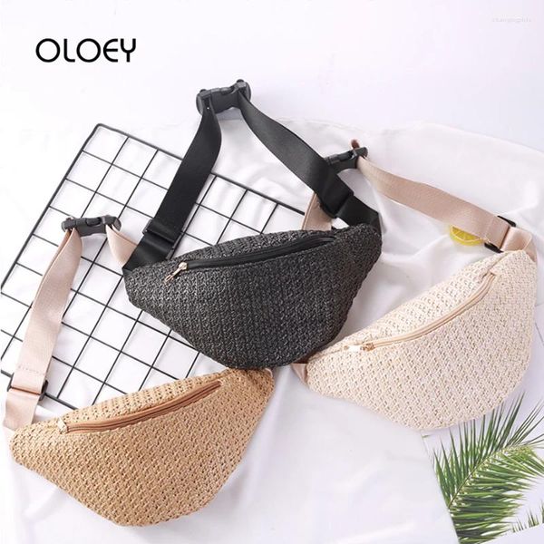 Sacs de taille Fashion Paille Pack Femme Belt Sac décontracté femelle Fanny Summer Summer Beach Chef Hands Sacs Girl Boulling Travel