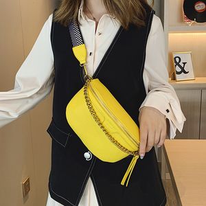 Taille Tassen Fashion Women Pu Leather Chain Belt Fanny Pack Brandontwerper Banana Crossbody Belly Band S 221125