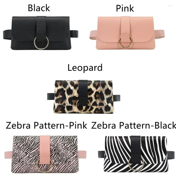 Bolsas de cintura Fanny Pack Flap Cuero PU Leopard Stripe Bag Mini Pequeño Cinturón Teléfono móvil