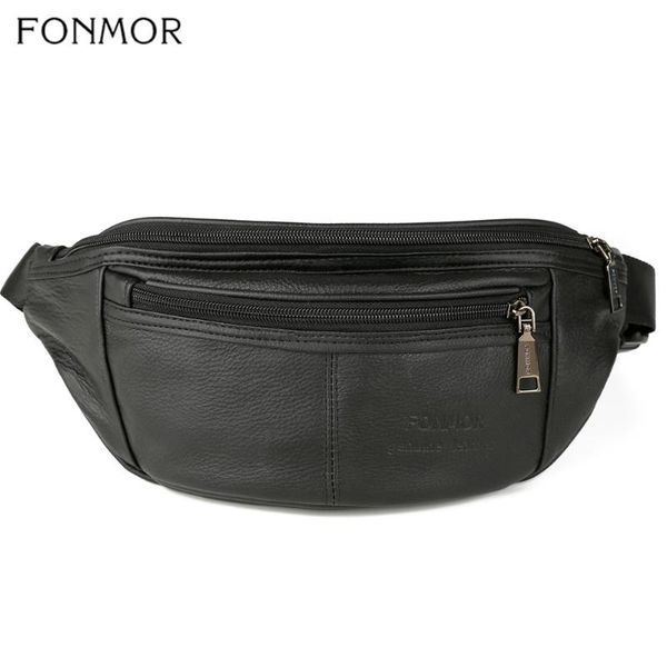 Sacs de taille Fonmor femmes sac antivol sac banane ceinture en cuir véritable sac à main petit téléphone clé noir hommes Packs unisexe