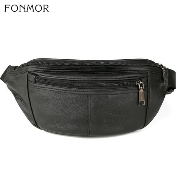 Sacs de taille Fonmor Femmes Antivol Sac Fanny Pack Véritable Ceinture En Cuir Bourse Petite Clé De Téléphone Noir Hommes Packs Unisexe274A