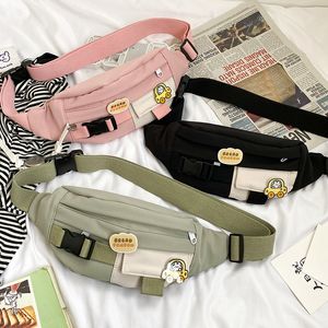 Sacs de taille pour femmes toile loisirs couleur unie Fanny Pack filles mignon bandoulière poitrine sac ceinture Packs 221124