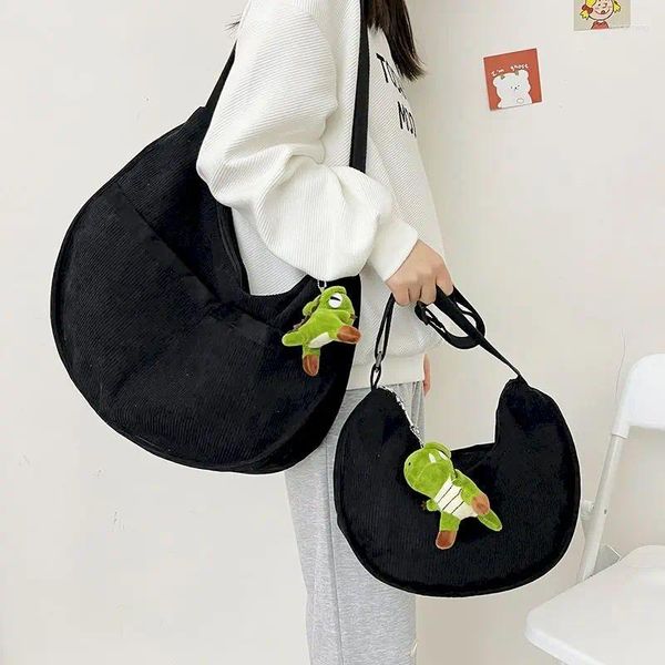 Bolsas de cintura Foufurieux 2023 Retro Solid Dumplings Paño literario Pana Mujeres Embrague Hombro Vintage Messenger