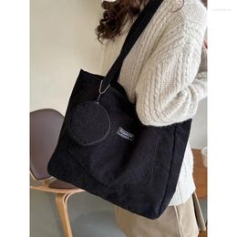 Sacs de taille Foufurieux Corduroy Sac à bandoulière Femmes Vintage Shopping Filles Étudiant Bookbag Sacs à main Casual Fourre-tout avec poche extérieure