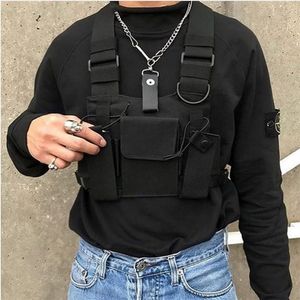 Bolsas de cintura funcional pecho táctico para hombres moda bala hip hop chaleco streetwear pack unisex negro rig 899 220901