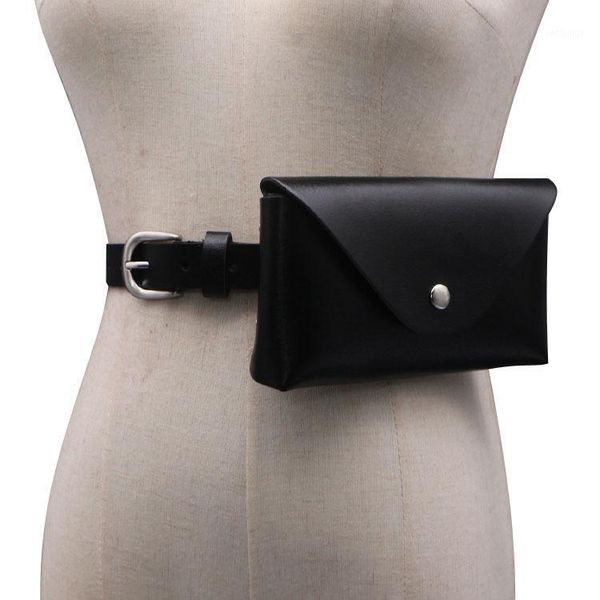 Sacs de taille en cuir véritable femmes ceinture mode solide femme petite amende dames sac luxe téléphone pièce 506