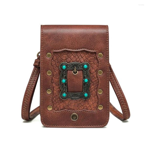 Sacs de taille gothiques pour femmes, sac à bandoulière Steampunk, ceinture de hanche, sac banane de moto, pochette de téléphone d'extérieur, petites poches à rabat Punk