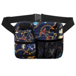 Sacos de cintura gradiente azul borboleta padrão pessoal trabalho satchel multi bolso zíperes cintura dupla camada resistente à sujeira crossbody saco presente
