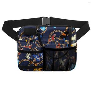 Sacs de taille Dégradé Bleu Papillon Motif Personnel Travail Cartable Multi Poche Fermetures À Glissière Sac De Taille Double Couche Résistant À La Saleté Sac À Bandoulière Cadeau