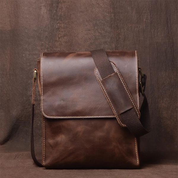 Bolsas de cintura Bolsa de cuero hecha a mano para hombres Diario Casual Satchel Hombro Diseño Vintage Sling Teléfono de alta calidad Leathfocus 231115