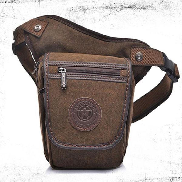 Sacs de taille haute qualité toile hommes goutte jambe sac militaire moto tour voyage mâle ceinture Bum Fanny Pack petit messager épaule