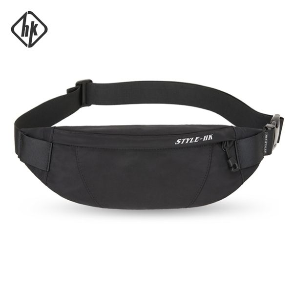 Sacs de taille HK Fanny Pack Noir Sac de ceinture d'argent étanche Hommes Porte-monnaie Portefeuille de voyage pour adolescents Étui à cigarettes pour téléphone 220926