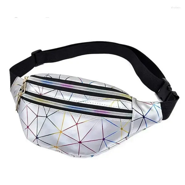 Sacs de taille Holographique Fanny Pack Sac de ceinture pour femme Femme Laser Poitrine Pochette de téléphone Lady Banana Purse Bum Rein