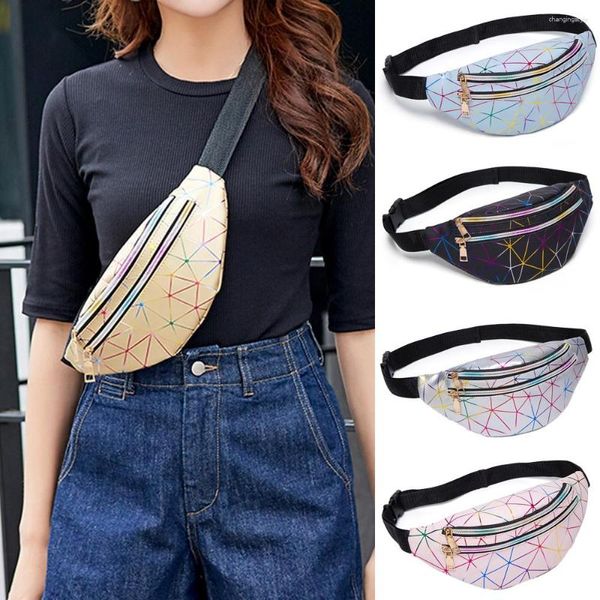 Sacs de taille Pack holographique pour femmes unisexe paillettes Fanny PU sac de ceinture étanche mode pochette de téléphone Laser