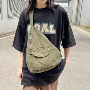 Sacs de taille japonais Ins mode sac transfrontalier pour femmes Style inactif grande capacité toile poitrine hommes et cartables