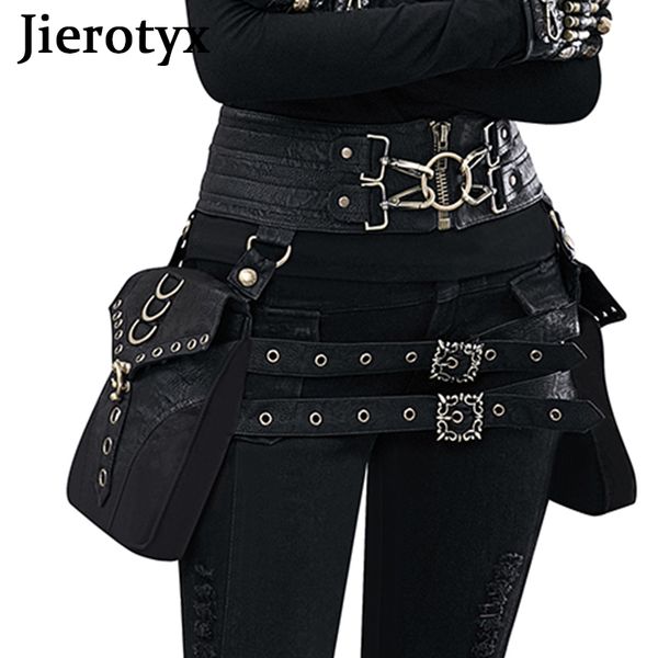 Sacs de taille JIEROTYX rétro Rock ceinture sac pour femmes médiéval Steampunk Cosplay accessoires Hip Hop femme sac à main Pack petite jambe 230204